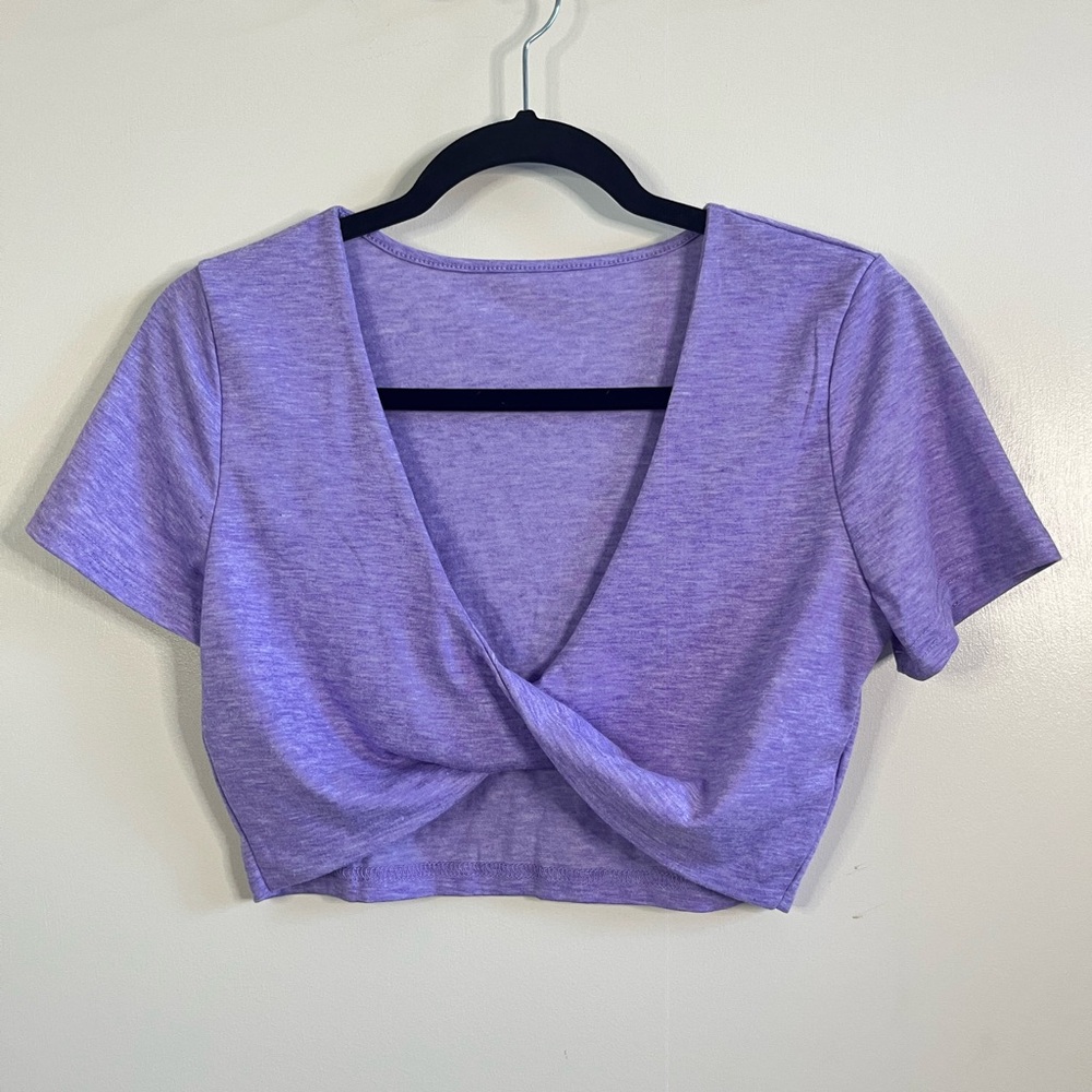 Purple Deep V Crop Top
